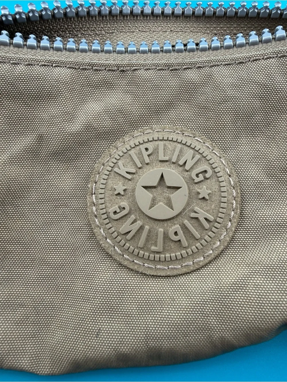 Kipling Pencil Case Pouch Beige Taupe Ella Monkey Keychain Cosmetic Makeup Bag